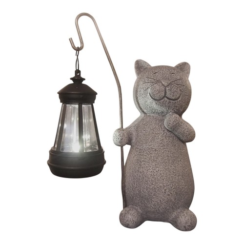 Cat solar garden statue - garden,