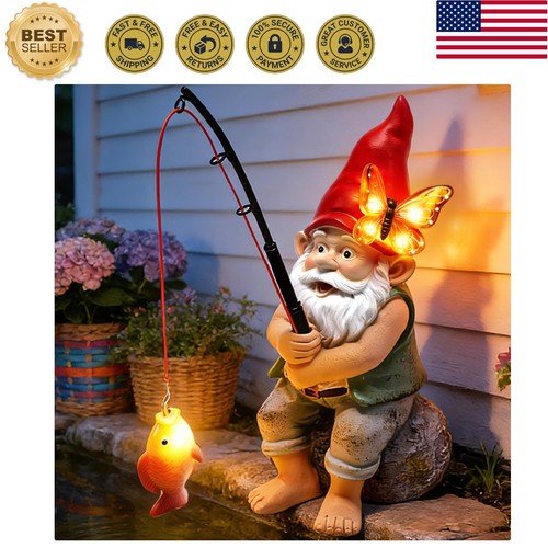 Solar garden gnome statues - garden,