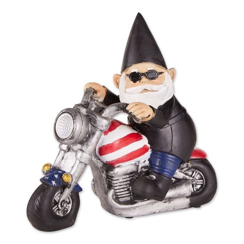 Solar biker gnome statue made - statue,