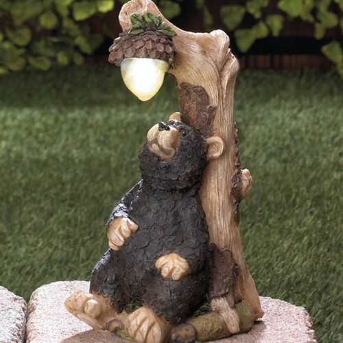 Solar lighted black bear - solar,