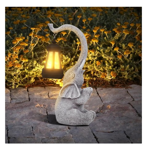 Solar elephant garden statue - garden,