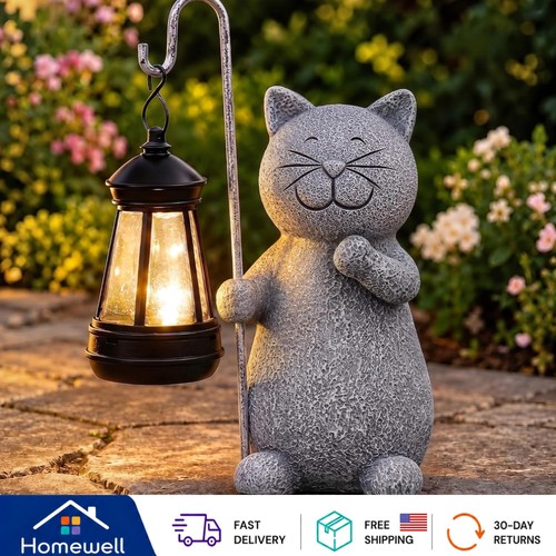 Elegant solar cat lantern - elegant,